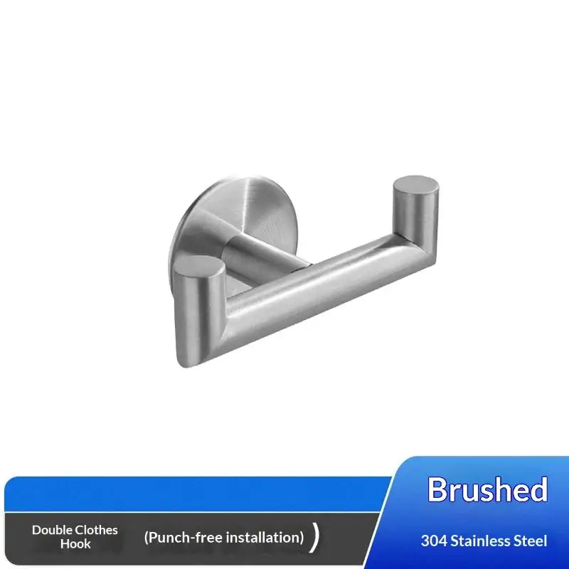 Stainless Steel Double Clothes Hook, Kitchen And Bathroom Towel Hook, Creative Door Hook