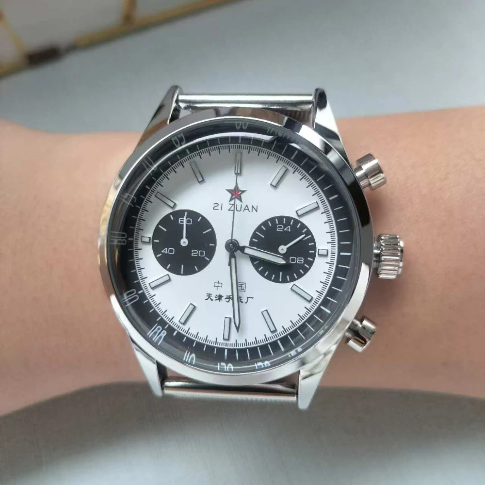42mm China Aviation Chronograph Quartz 1963 Watch For Men 21 Zuan Pilot Waterproof Canvas Fashion Unique Military Male Watch
