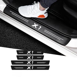 4PCS Door Threshold Sill Stickers for BMW X1 2006-2016 2018 2019 2021 2020 Carbon Fiber Car Scuff Plate Protector Film Decals