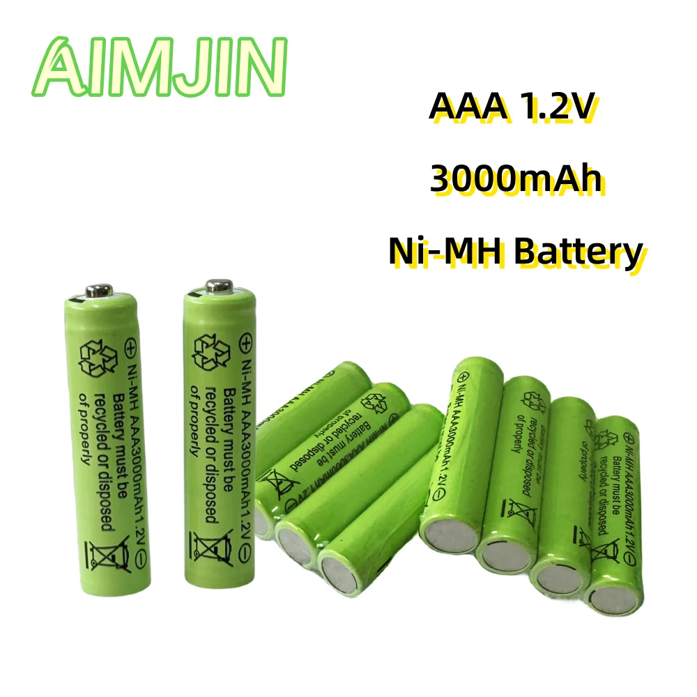 

AAA 1.2V 3000mAh Ni-MH Battery Rechargeable to 1000 cycle battery for Toys Camera Microphone Remote Control Calculator