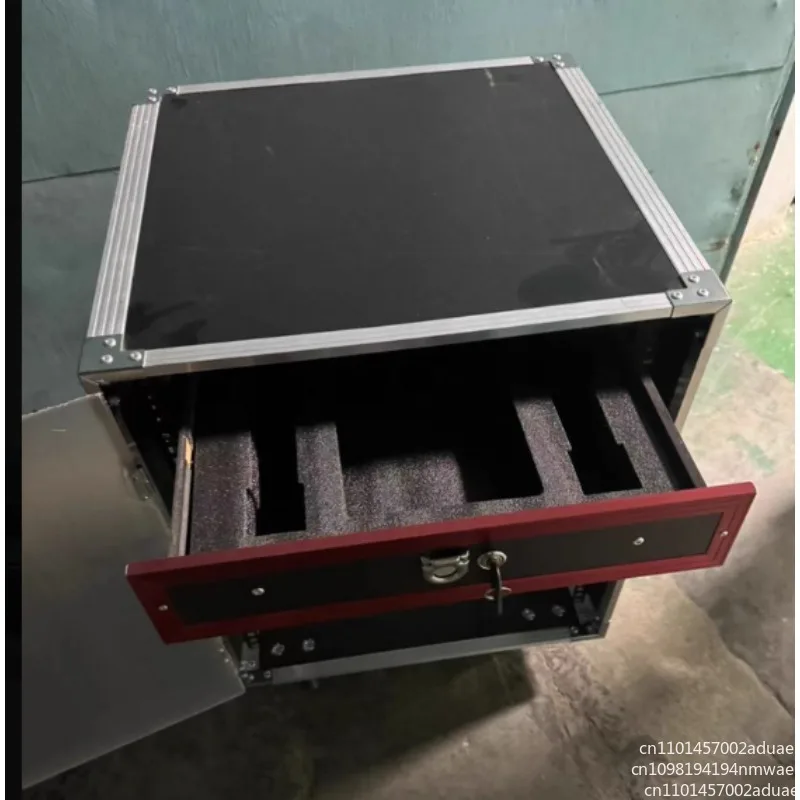 engineering case 19 inch 2U drawer with lock, suitable for ABS air case, microphone cabinet 3U solid wood microphone receiver
