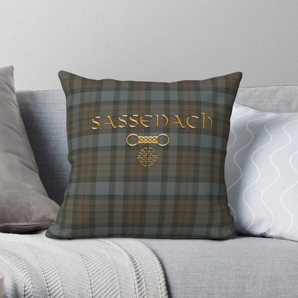 Tartan Sassenach Square Pillowcase Polyester Linen Velvet Printed Zip Decorative Throw Pillow Case Home Cushion Cover