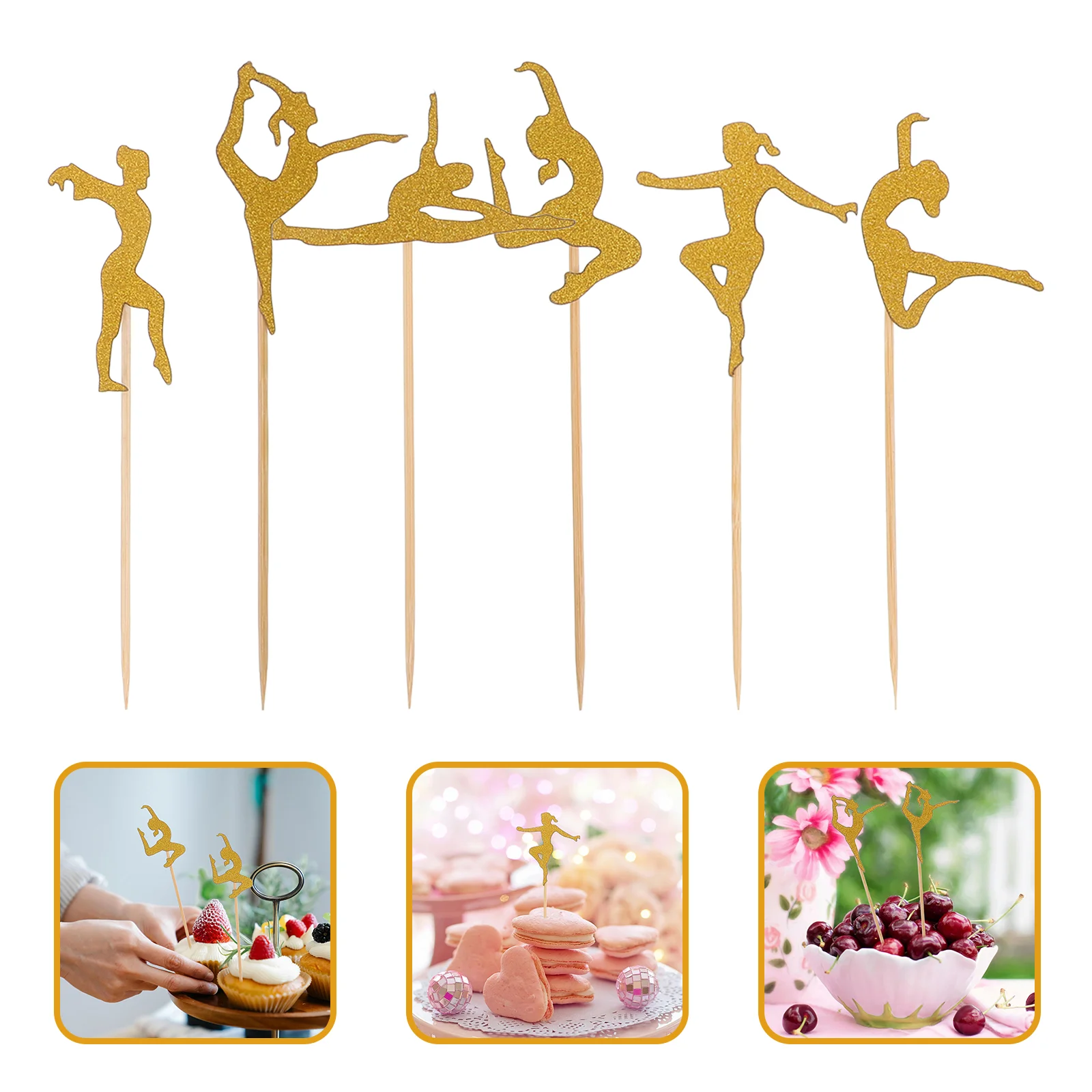 24 pçs festa bolo aeróbica cupcake toppers escolhas para aniversário ovo tart yoga tema de fitness de madeira