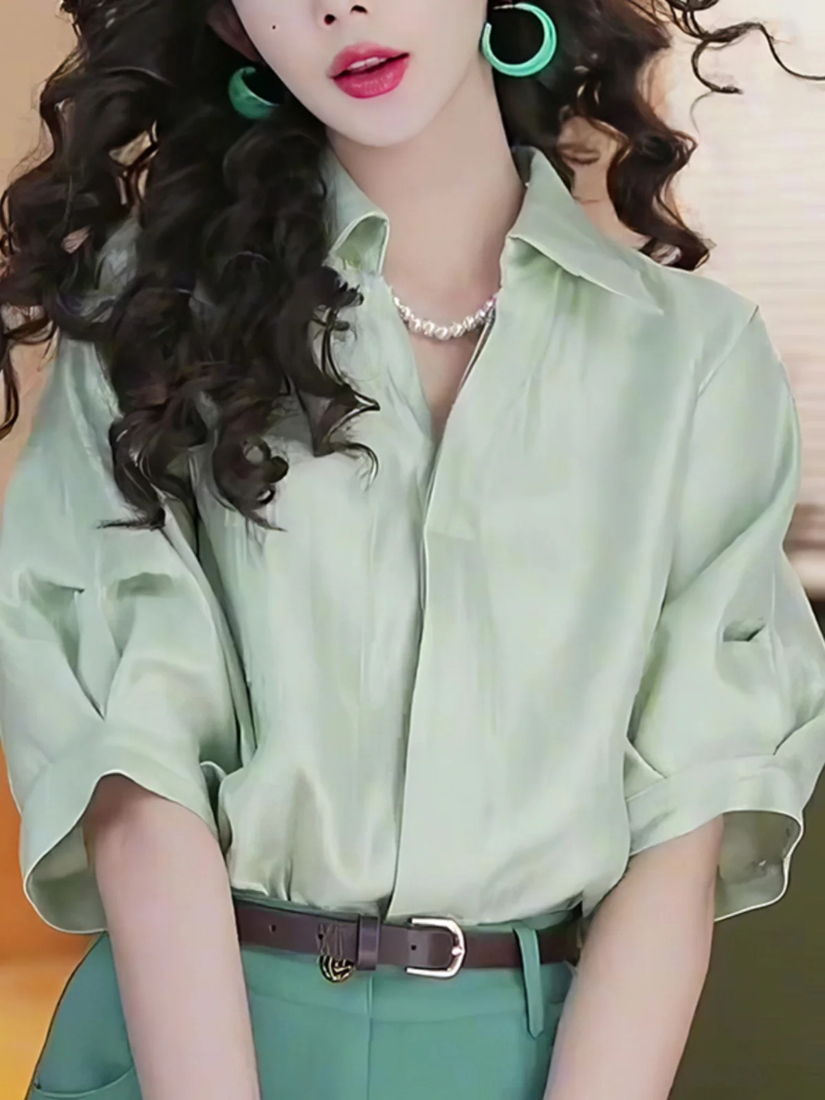 

Summer 2025 Bubble Sve Ne ort Sve irt Commute Ele Versatile Slimming Top for All Body pes