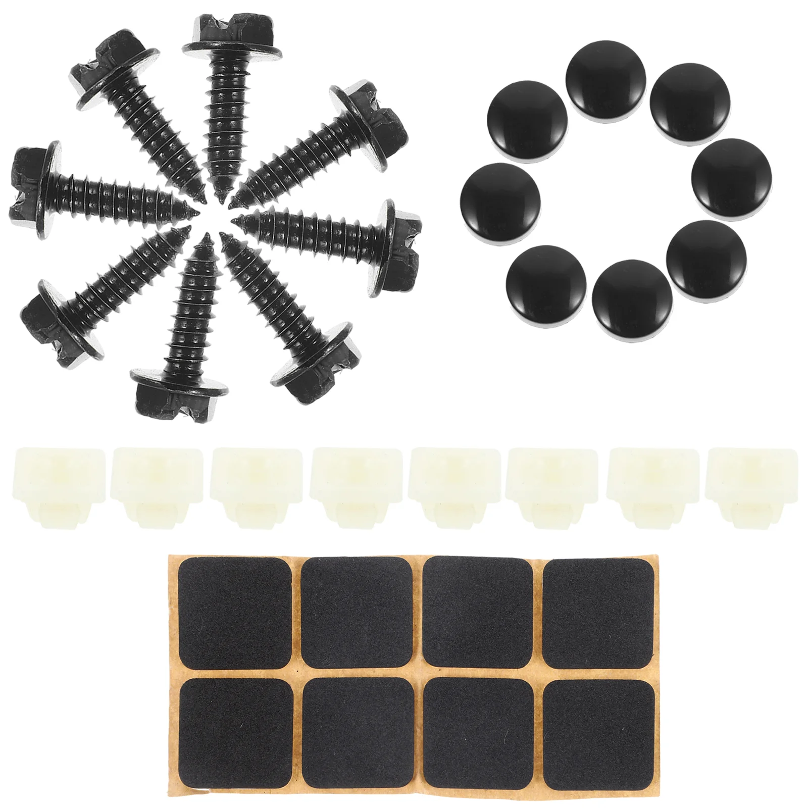 8 Sets License Plate Screw Fasteners Car Number Screws and Caps Accessories Frame for Stainless Steel