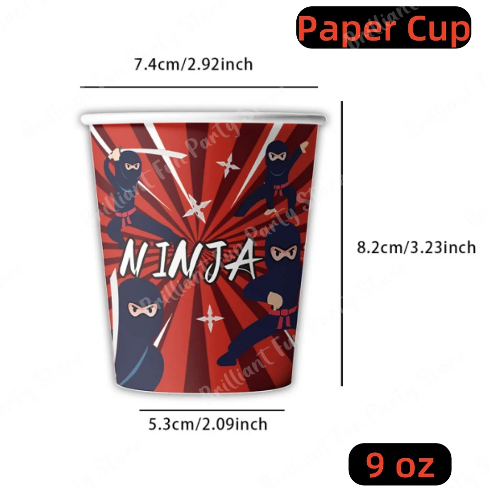 61Pcs Ninja Birthday Party Decoration Set Ninja Warrior Tableware Cup Plate Napkins Tablecloth for Kids Boys Karate Party Favors