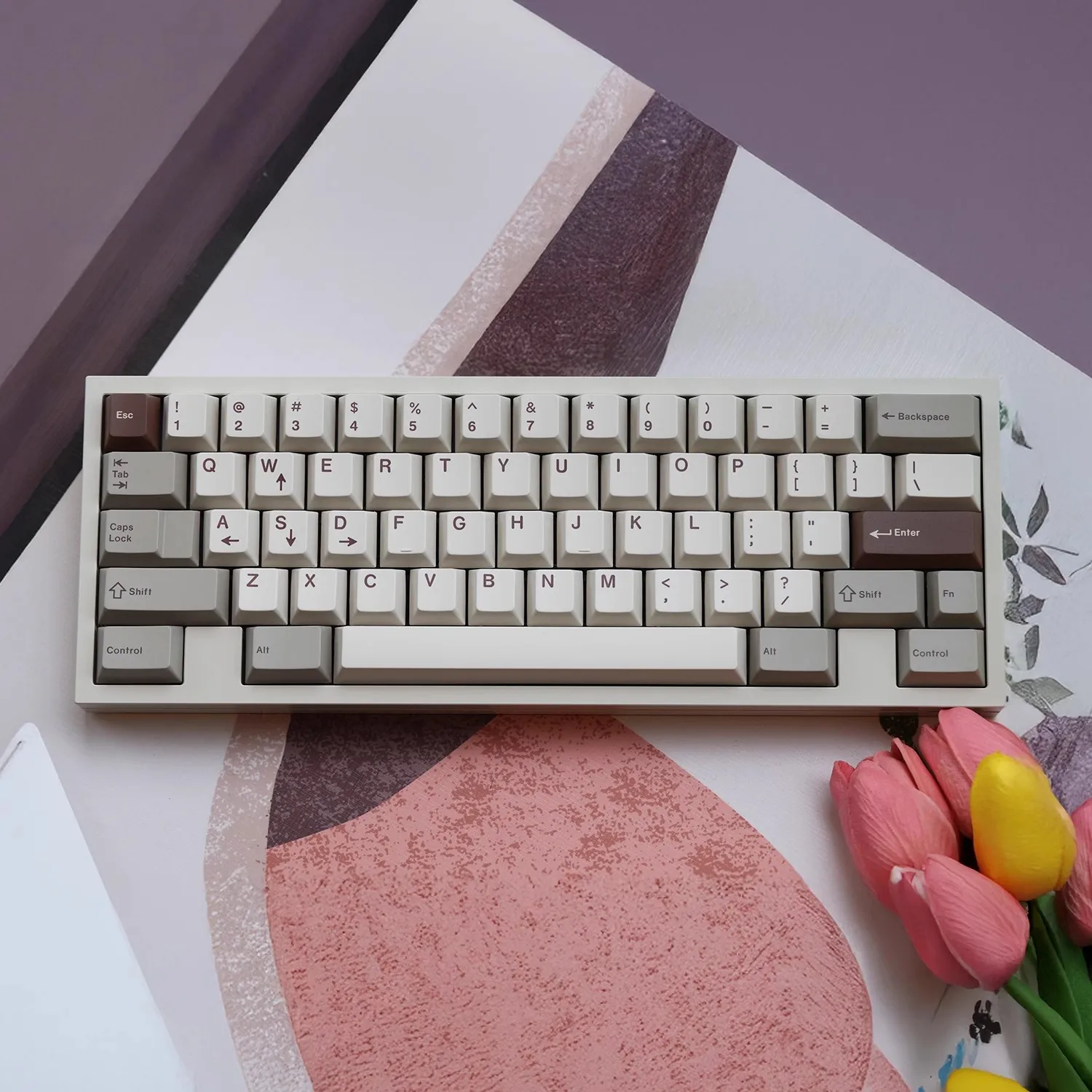 JKDK ‌Retro Chocolate PBT Keycaps Cherry Profile Dye-Sub Key Caps For ANSI 100%/80%/60% Alice/WKL/Split BS/Stepped CapsLock