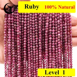 Zhe Ying 100% Ruby Stone 4mm Natural Faceted Epidote Amazonite Fluorite Beads for Jewellery Making DIY Bracelet Accessories