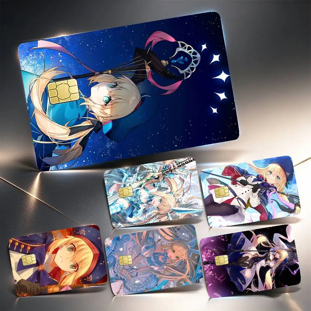 Game f-FGO Artoria Caster  Credit Card HD Stickers Game Card Decal Small Chip Waterproof Sticker Gift