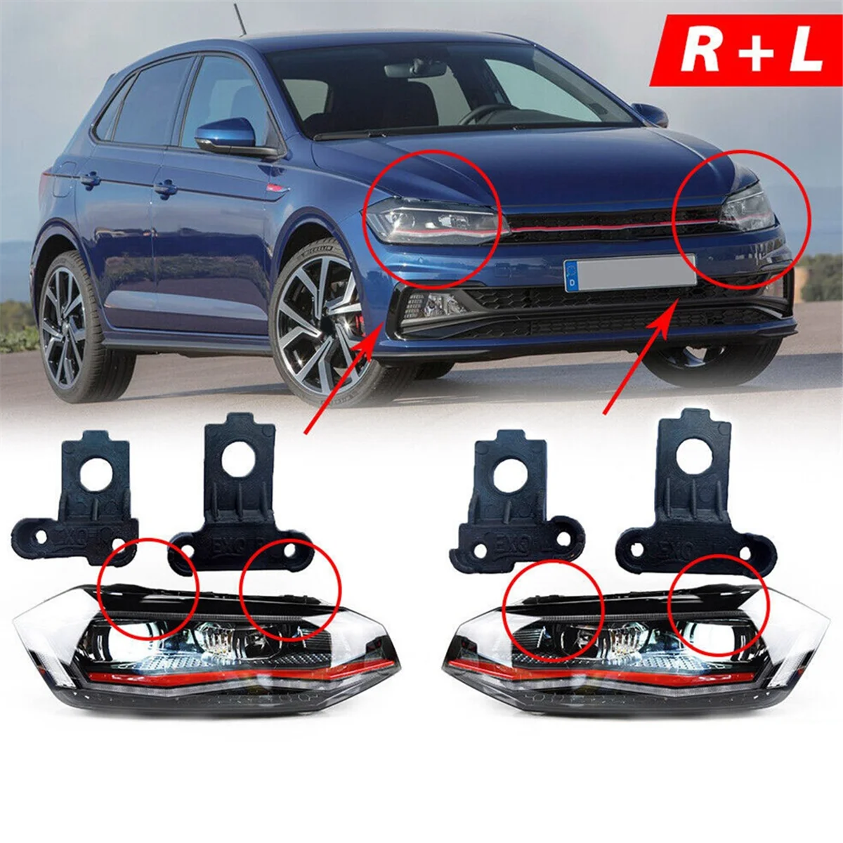 Imagem -04 - Kit de Reparo do Farol do Lado Esquerdo Guia do Suporte da Lâmpada Suporte Fixo Montagem do Parafuso G0998225 vw Polo 20232024