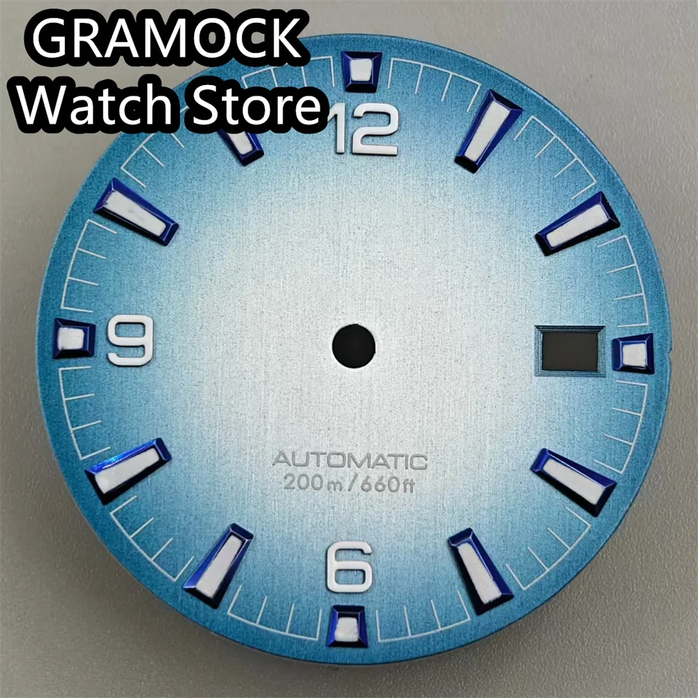 GRAMOCK 31mm Watch Dial Green Luminous Fit NH35 NH36 Movement Watch accessories Replacement accessories