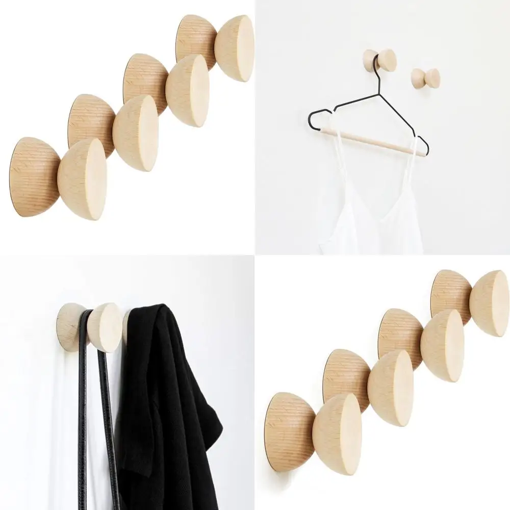 

Набор из 4 крючков из массива бука, идеально подходящих для настенного крепления в прихожих, ванных комнатах, спальнях и офисах.