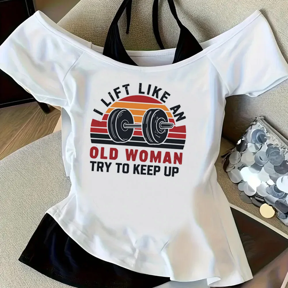 Crossfit Crop Top Damen Japanisches Gyaru Grafik-T-Shirt mit süßem Meme-Grafik-Design Streetwear
