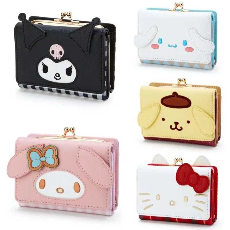 

Милый кошелек Sanrio Hello Kitty, креативный 3D-кошелек из ПУ, маленький кошелек с аниме-персонажами My Melody и Kuromi, чехол для хранения помады, подарок для девочки