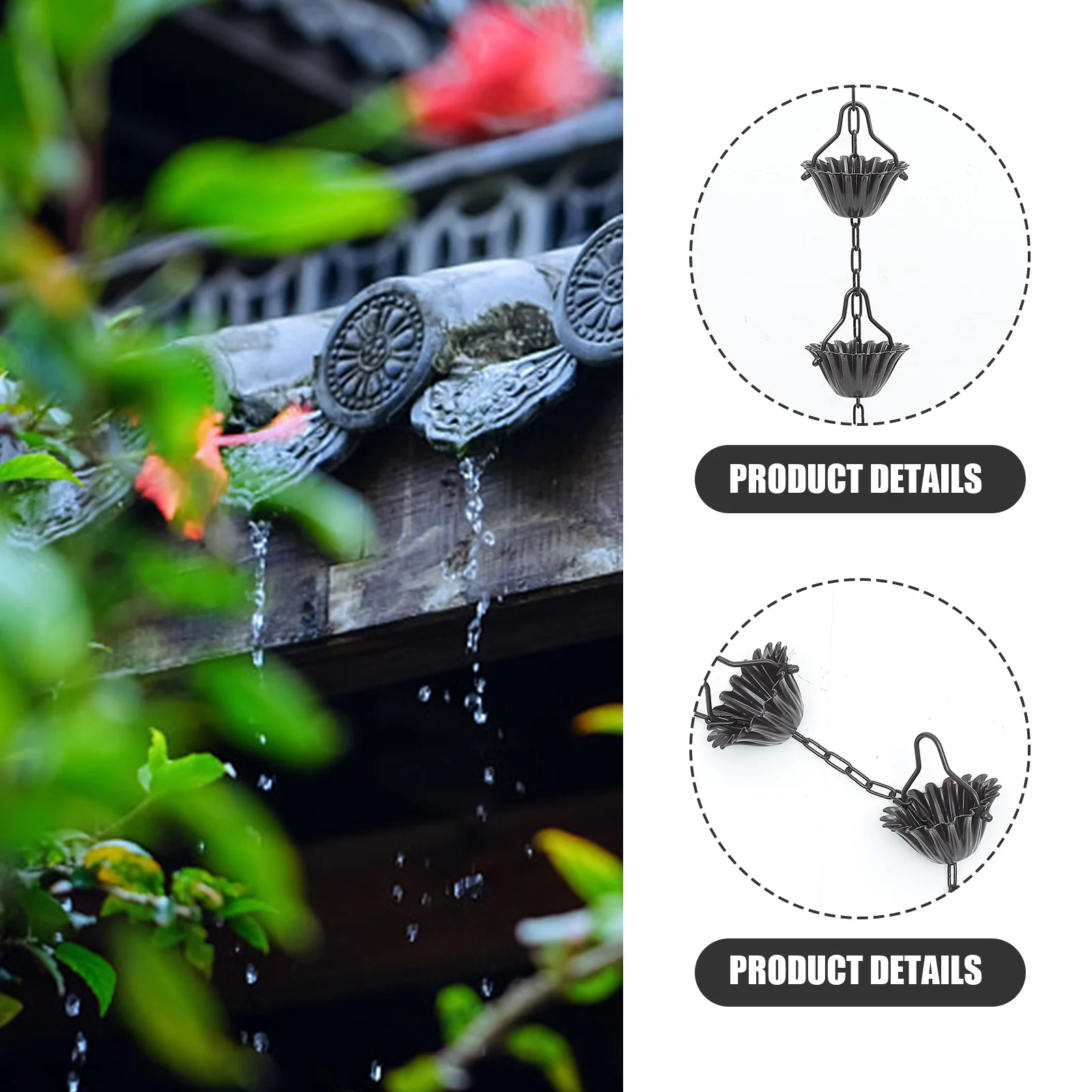 

Aluminum Alloy Rain Chain Decorative Novel Design Durable for Gutter Garden Courtyard Home Outdoor