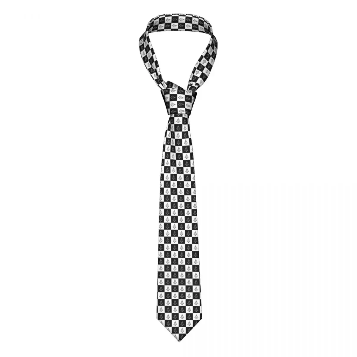 Formal Freemason Checkered Pattern Neck Tie for Office Personalized Men Mason Masonic Neckties