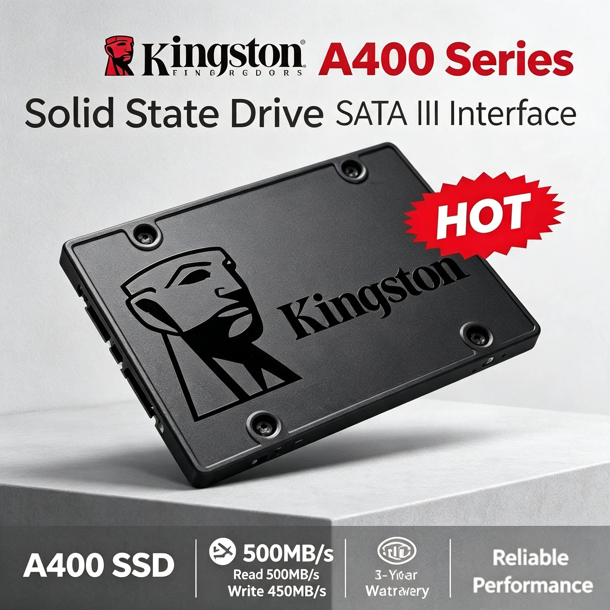 Kingston  2.5 Inch SSD Internal Solid State Drive A400 256GB 512GB SSD SATA III HDD Hard Disk for Laptop Desktop PC