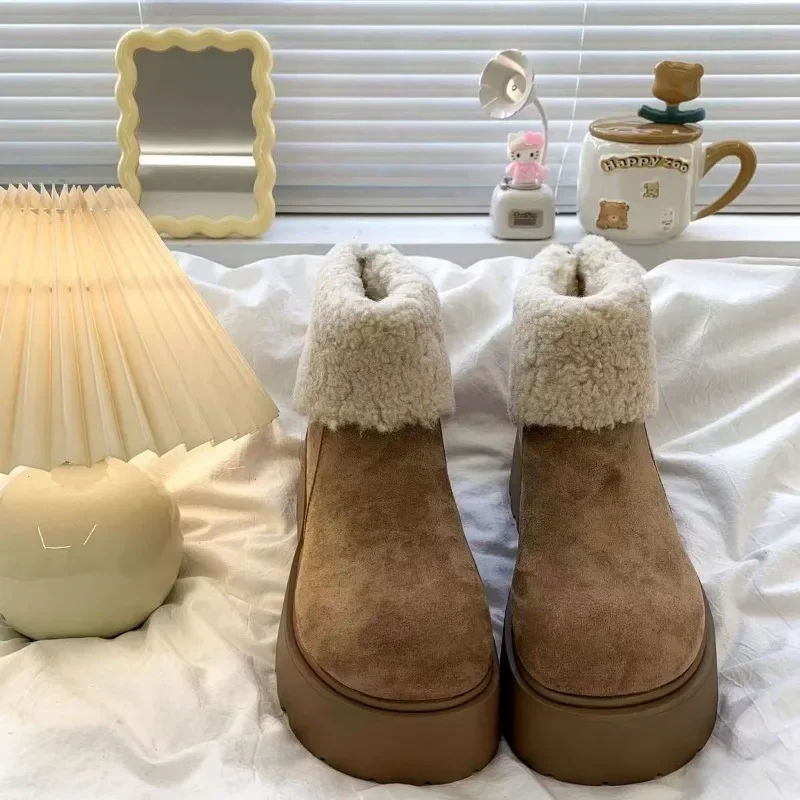 

Модные женские зимние ботинки на северо-востоке, новинка 2023 года, зимняя бархатная теплая хлопковая обувь с подошвой из бисквита, ботильоны