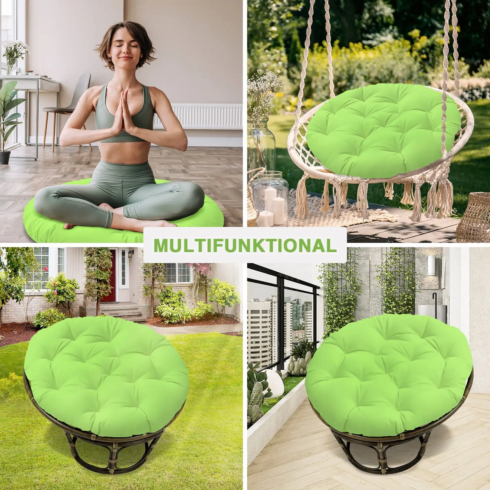 44x44x6 inch Papasan Seat Cushion Anti-fading Waterproof Egg Chair Cushion,Leisure Hanging Basket Swing Garden Yard Rattan