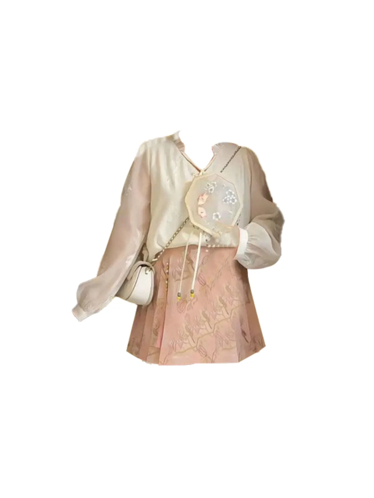 

Sweet Oversized Chinese Sle irt Skirt Set with Tassel Details Slimming Two Piece Suite for Women Spring Autumn Faion