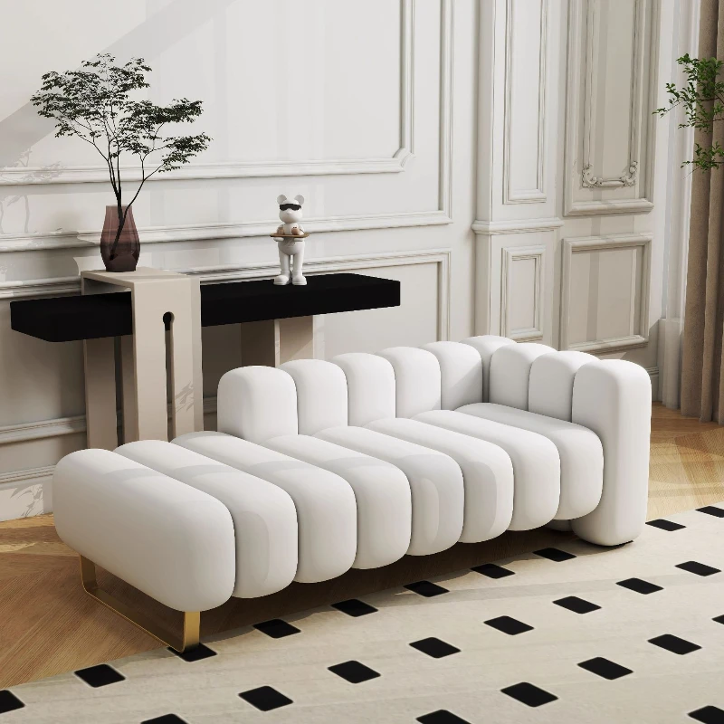 

Light luxury Italian velvet fabric backrest bedside stool modern bedroom chaise longue lazy sofa creative shoe changing stool