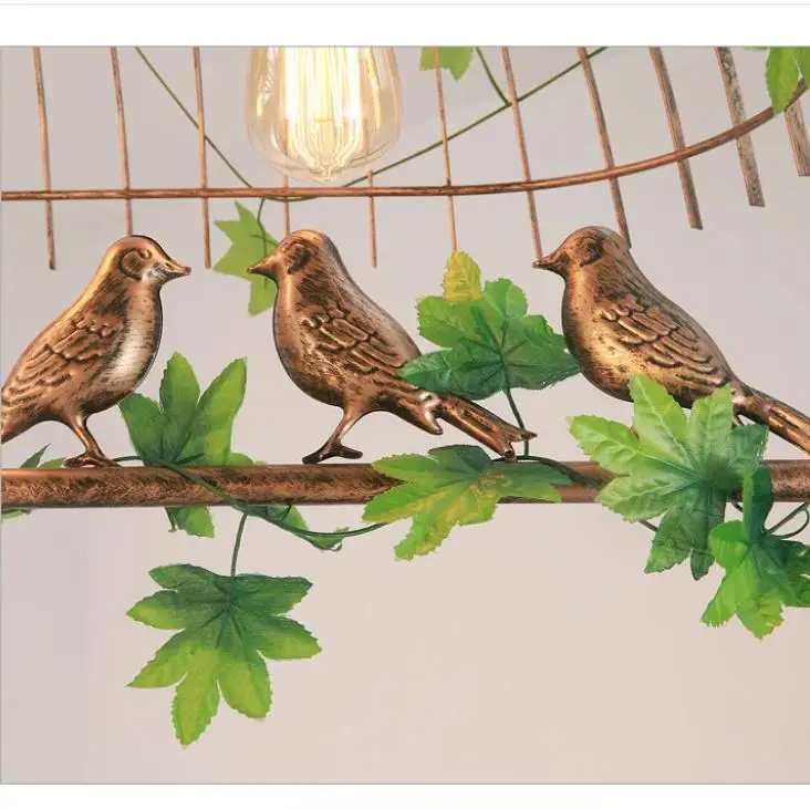 

Retro Industrial Style Bird Cage Pendant Light Restaurant Garden Bar Decorative Light Cast Iron E27 Light