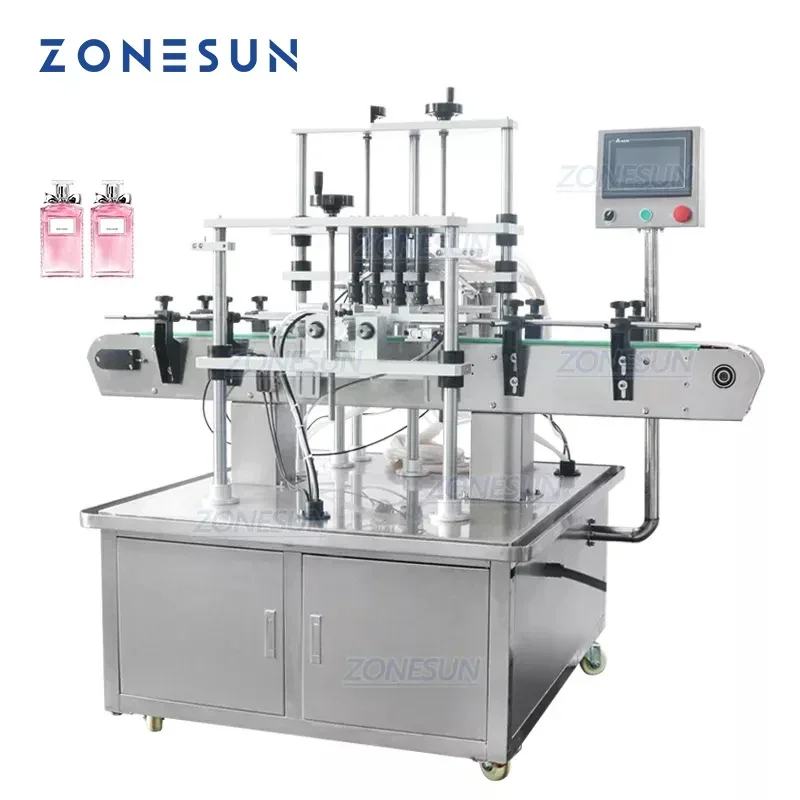 ZONESUN ZS-YTZL4A 4 Heads Automatic Cosmetic Liquid Filling Machine Small Bottle Essential Oil Perfume Vacuum Filler