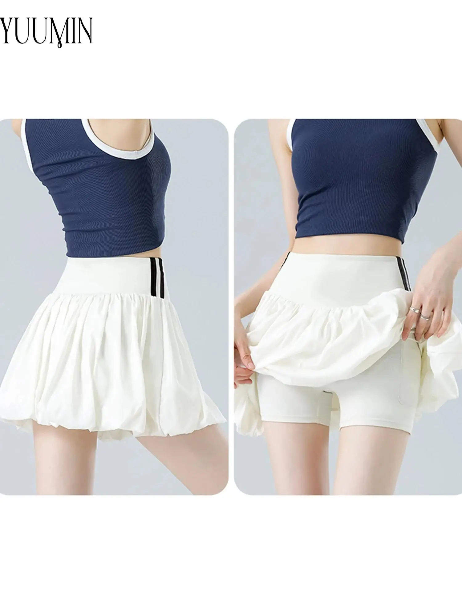 

#S-XXL Women High Waist Tennis Skirt with Built in Shorts Quick Dry Lightweight for Golf Badminton Outdoor Running Sports