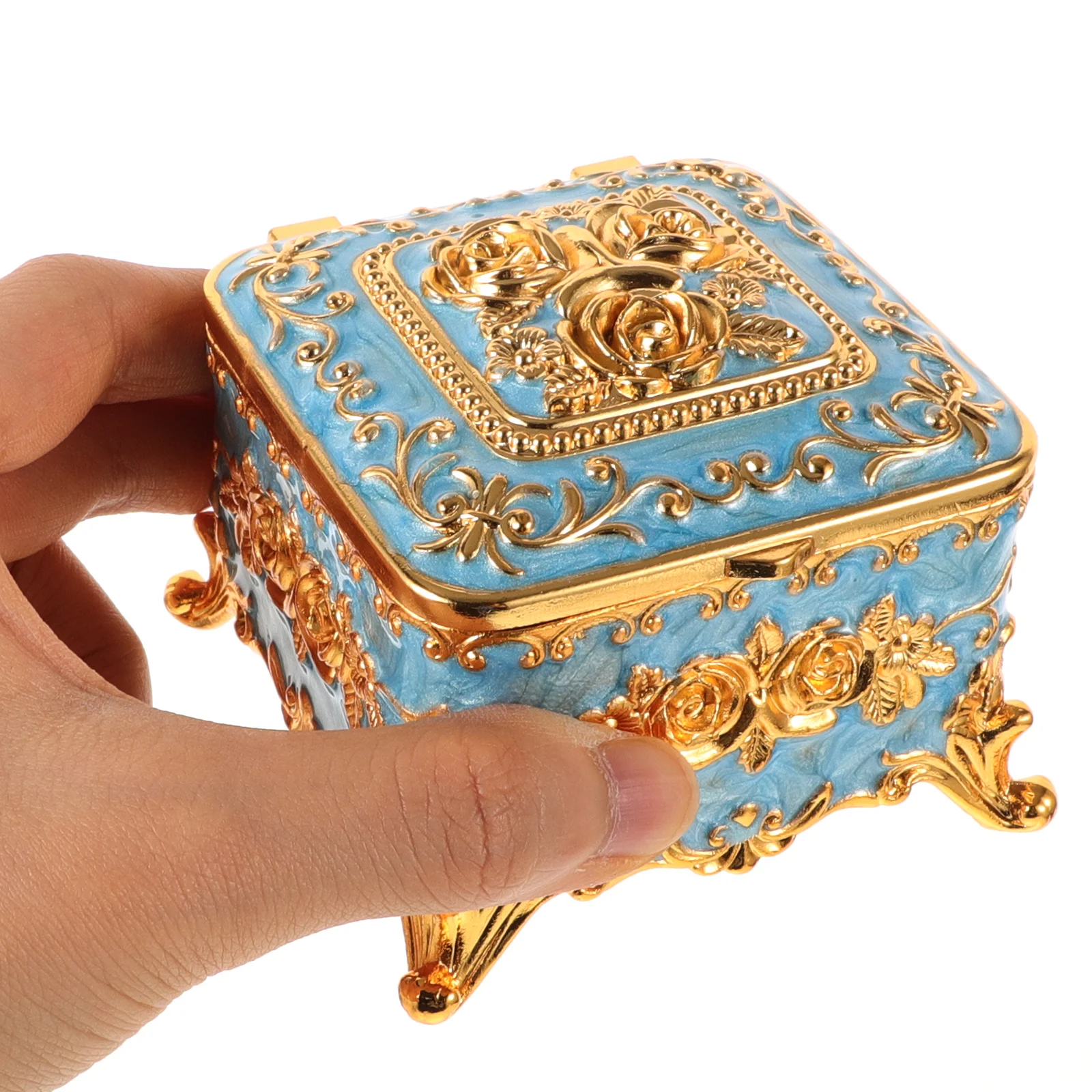 

Vintage Jewelry Box Zinc Alloy Trinket Organizer Earring Storage Case Necklace Bracelet Container Decorative Metal Box For Women