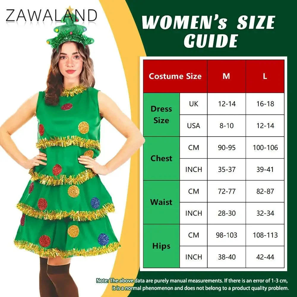 Kostium na boże narodzenie dla dorosłych kobiet zielony elf choinka przebranie na karnawał przyjęcie świąteczne element ubioru zestaw odzieży świątecznej prezent
