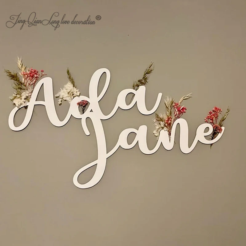 Custom Decorative Wooden Double Name Sign SWIRLY Font  Painted Option Available  Event Sign - Baby Name Sign  Flower Wall sign