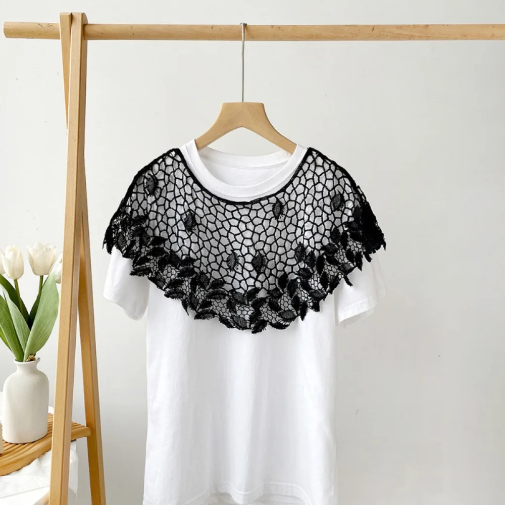 

All-match Thin Hollow Out Crochet Shawl White Cape Lace Scarf Clothes Decoration Wraps Knitted Scarves Spring
