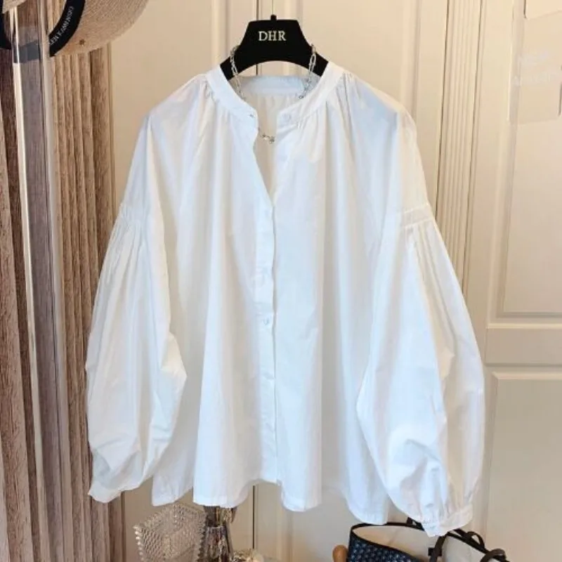 Long Sleeve Casual Chiffon Shirt Women Shirts Spring Autumn Fashion Female O-neck Loose Solid Blouse Tops Office Lady Shirts