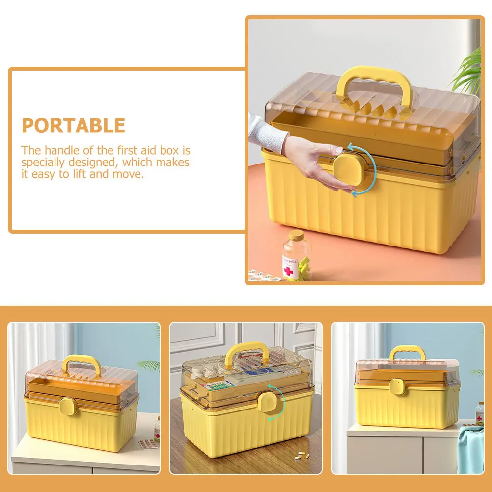Large Aid Box Portable Medicine Storage Case Organizer Handle Multi Layer Emergency Medicine Holder Household