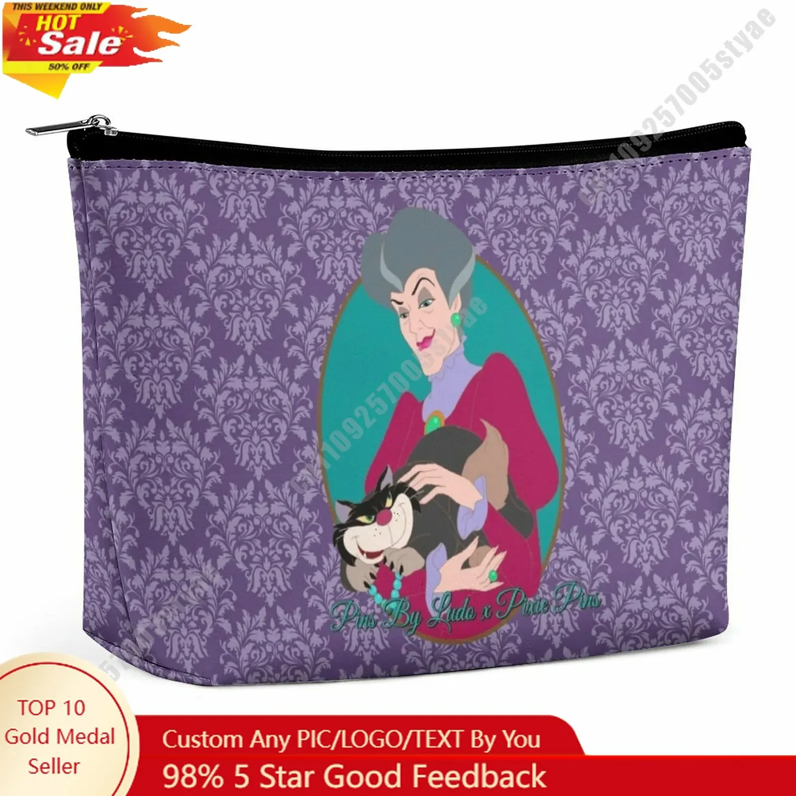 

Lady Tremaine Cosmetic Bag Disney Cartoon Role DIY Customized Graphic Design Personalized Creation Holiday Gift Cosmetic Storage