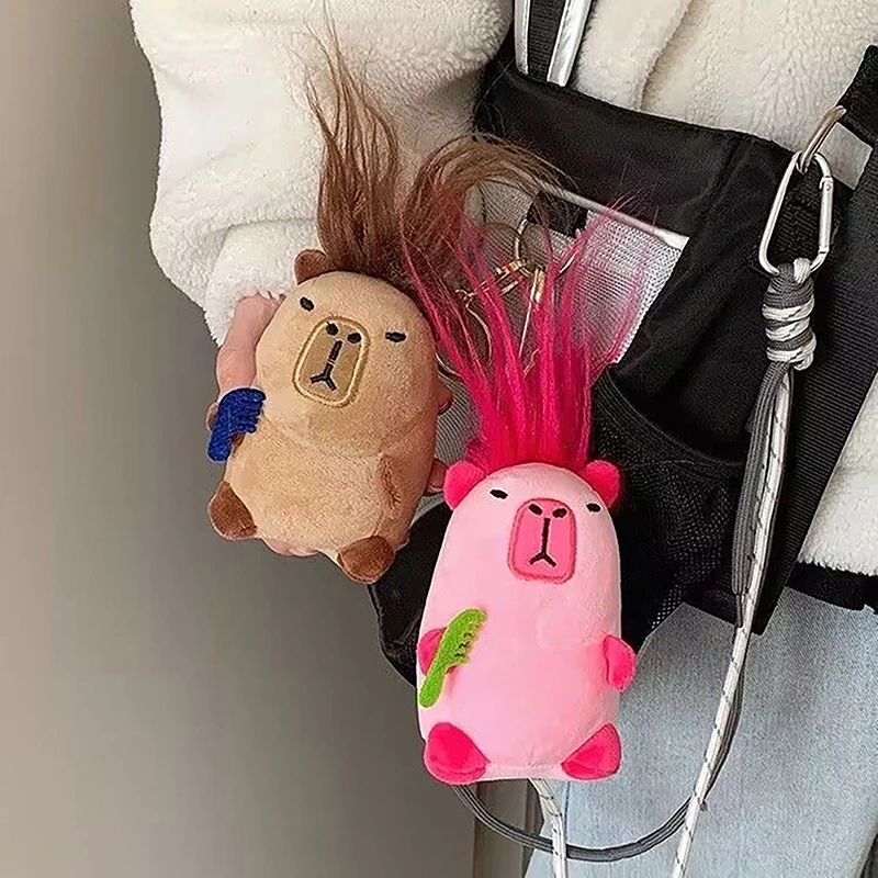 Creative Cute Capybara Plush Keychain Fashion Stuffed Animal Doll Keyring Car Keychain Backpack Pendant Decor Accessories Gifts