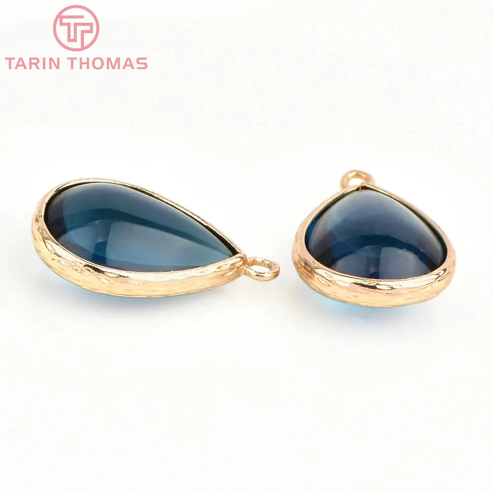 (4122)10PCS 22x14MM 24K Champagner Gold Farbe Messing und Glas Tear Drop Form Charms Anhänger Diy schmuck Erkenntnisse Zubehör – Detail 10