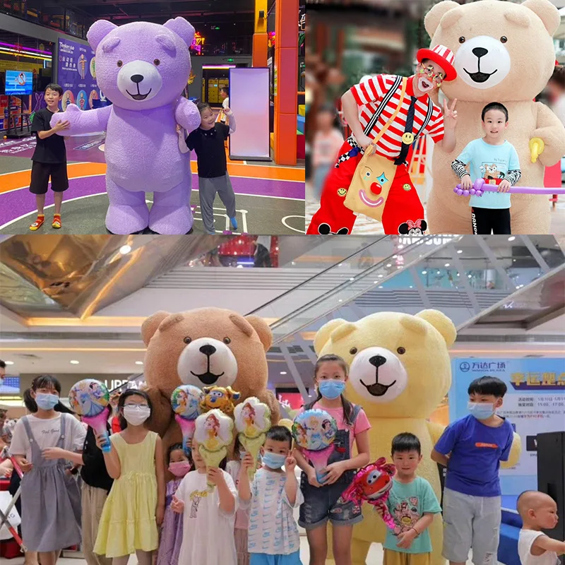 3M Inflatable Bear Mascot Costume Suitable for Adults 150-200cm Kawaii Teddy Bear Quick Inflatable Cosplay Set