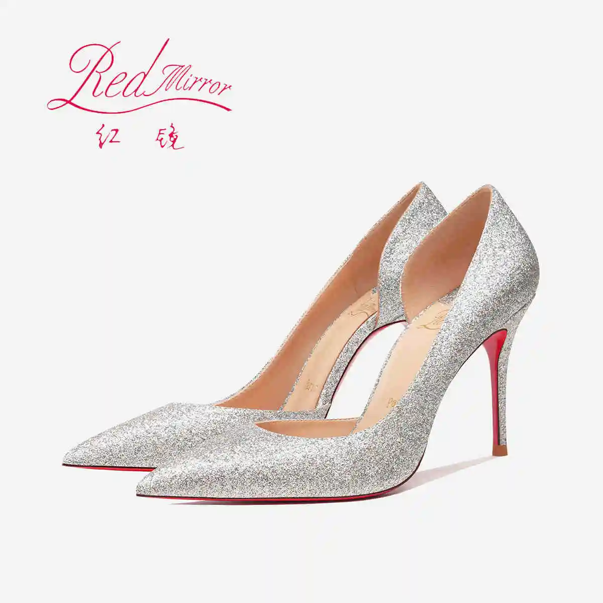 

Woman shoes 2025 new Women heels shoes 12cm super high heels pumps Shining Silver sexy red sole pointed thin single order shoes