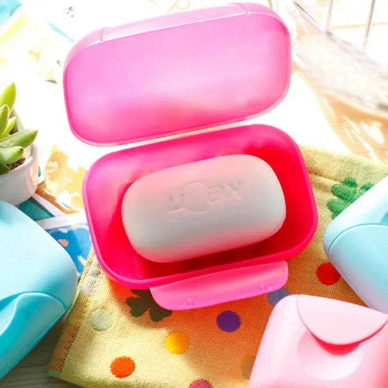 Travel Handmade Soap Box Soap Case Dishes Waterproof Leakproof Soap Box with Lock Box Cover 4 Colors