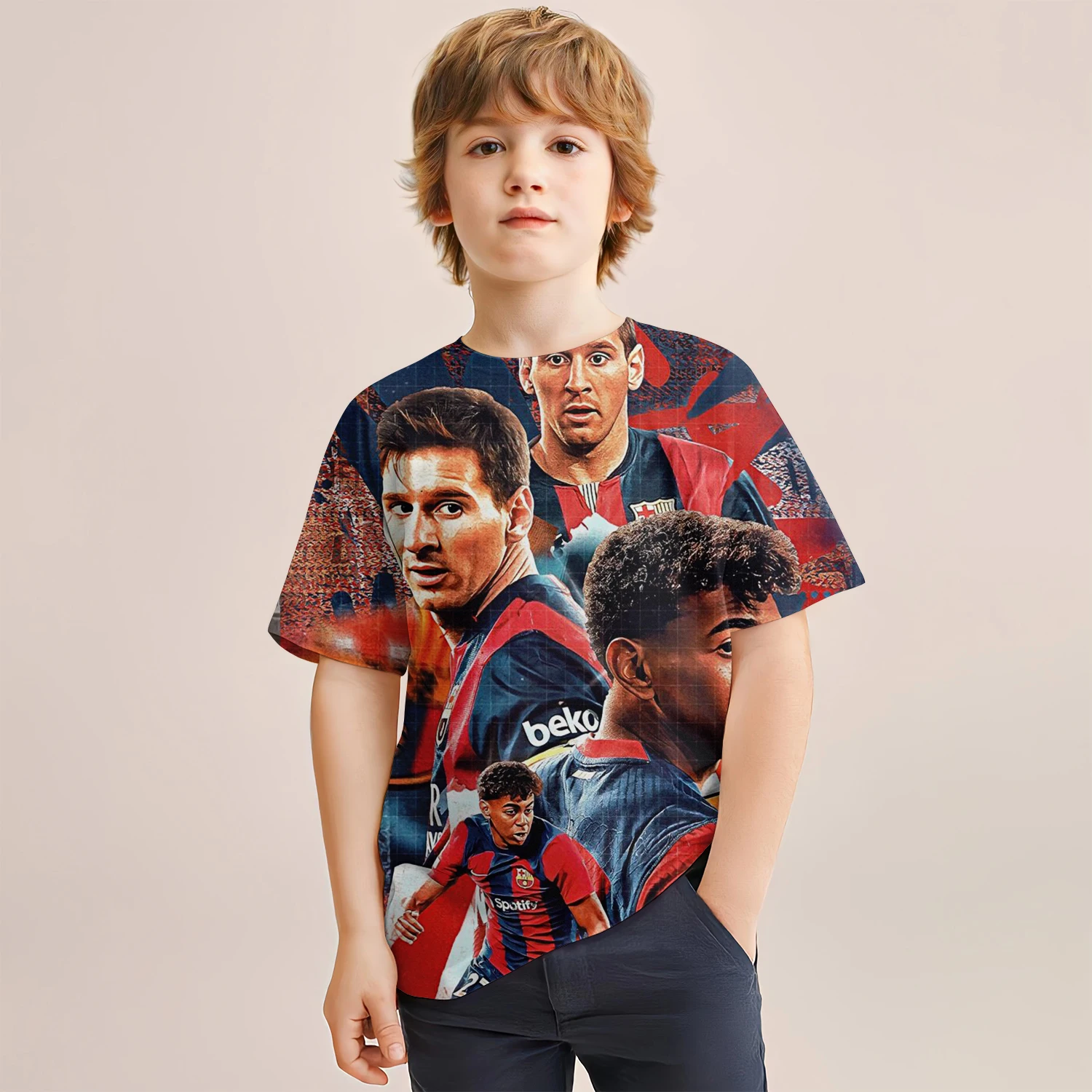 A Piece 24 Summer New 3D Printed Lamine Yamal Boys' T-shirt Ball-game Star Fashion Children Clothing Comfortable Exterior