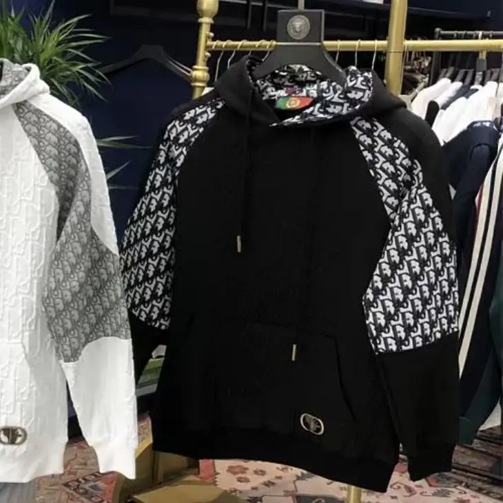 سترة جاكار بأحرف أبجدية ماركة الربيع والخريف مليئة بغطاء للرأس كاجوال عصرية متعددة الاستخدامات بأكمام طويلة