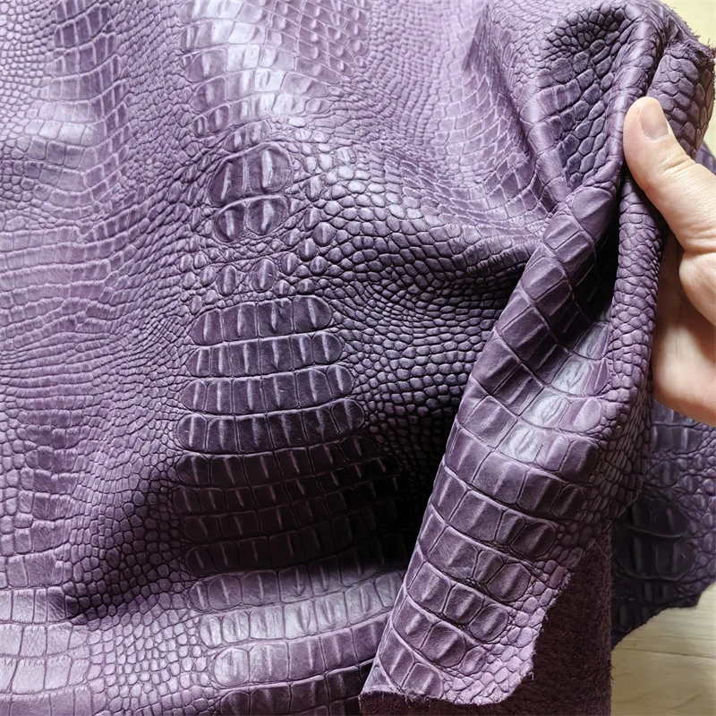 

1.3mm Purple Alligator Cowhide. First Layer Leather. Real Leather Fabric. Handmade DIY For Bags. Full-Sheet Cutting