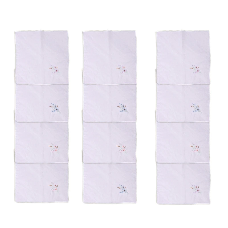 12packs Durability Washable Handkerchiefs Craftsmanship Collectible Hankies M6CD