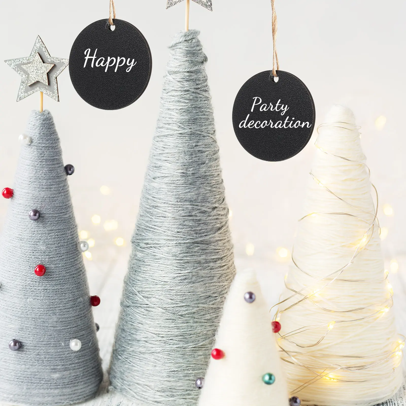 

10Pcs Mini Wooden Chalkboard -Sided Hanging Blackboard with Twine for Wedding Party Decoration DIY Labels Memo Signs