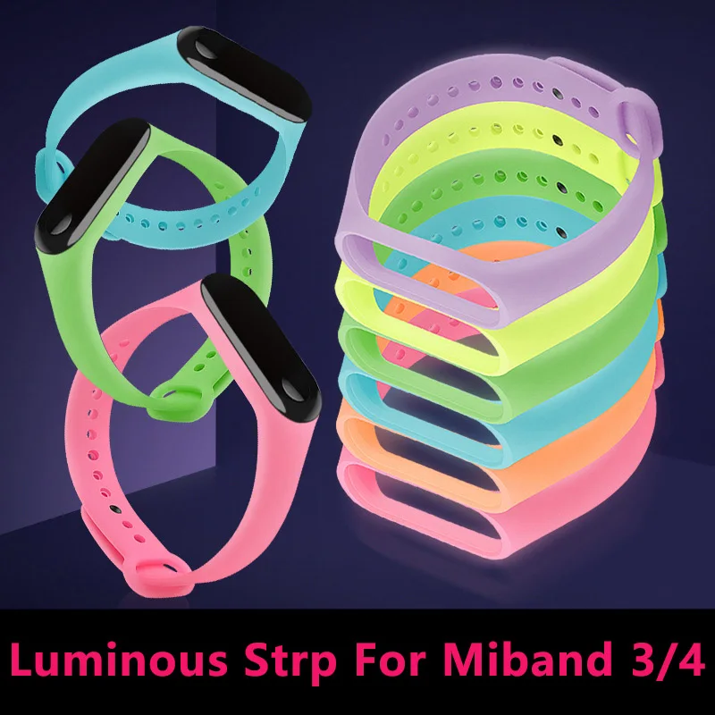 Luminous Mi Band 6 5 4 3 Strap Wristbands Accessories Night Light Replacement for Xiaomi Smartband Xiomi Xaiomi Xiami