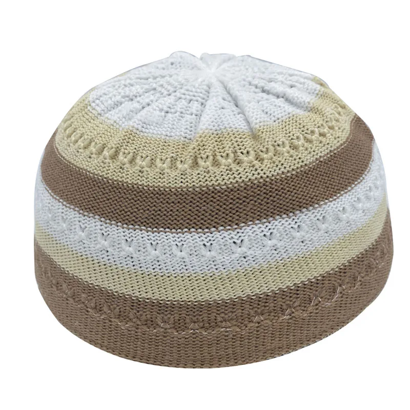 Gorros musulmanes para hombres, gorro de oración de punto, gorro islámico de Ramadán, Kippah judío, turbante de algodón, gorro de calavera