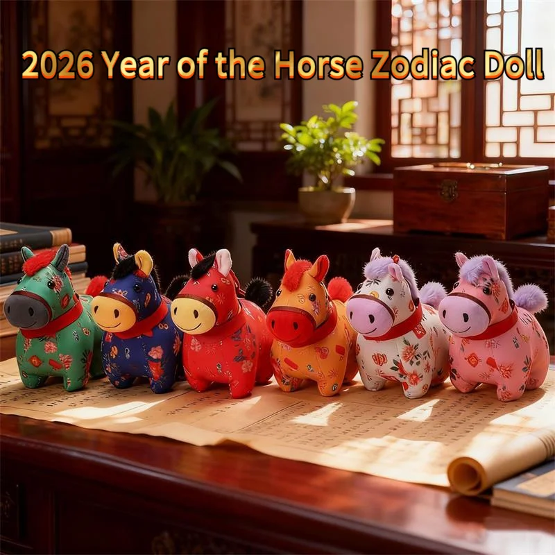2026 سنة الحصان التميمة ألعاب من نسيج مخملي عقدة صينية زودياك دمية سحر لأحداث الشركات، هدية الاحتفال بالعام الجديد  [-Y33].