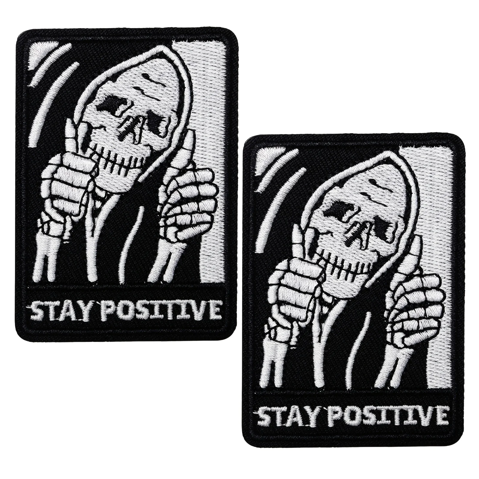 

2PCs Hook and Loop Embroidered Patch Stay Positive Badge Embroidery Badge with Hook Loop Patch for Decoration