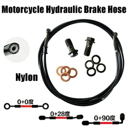 0 ° - 28 ° - 90 °   Manguera de freno trenzada Universal multidireccional para motocicleta, Cable de freno de acero, embrague hidráulico, tubo de aceite Banjo